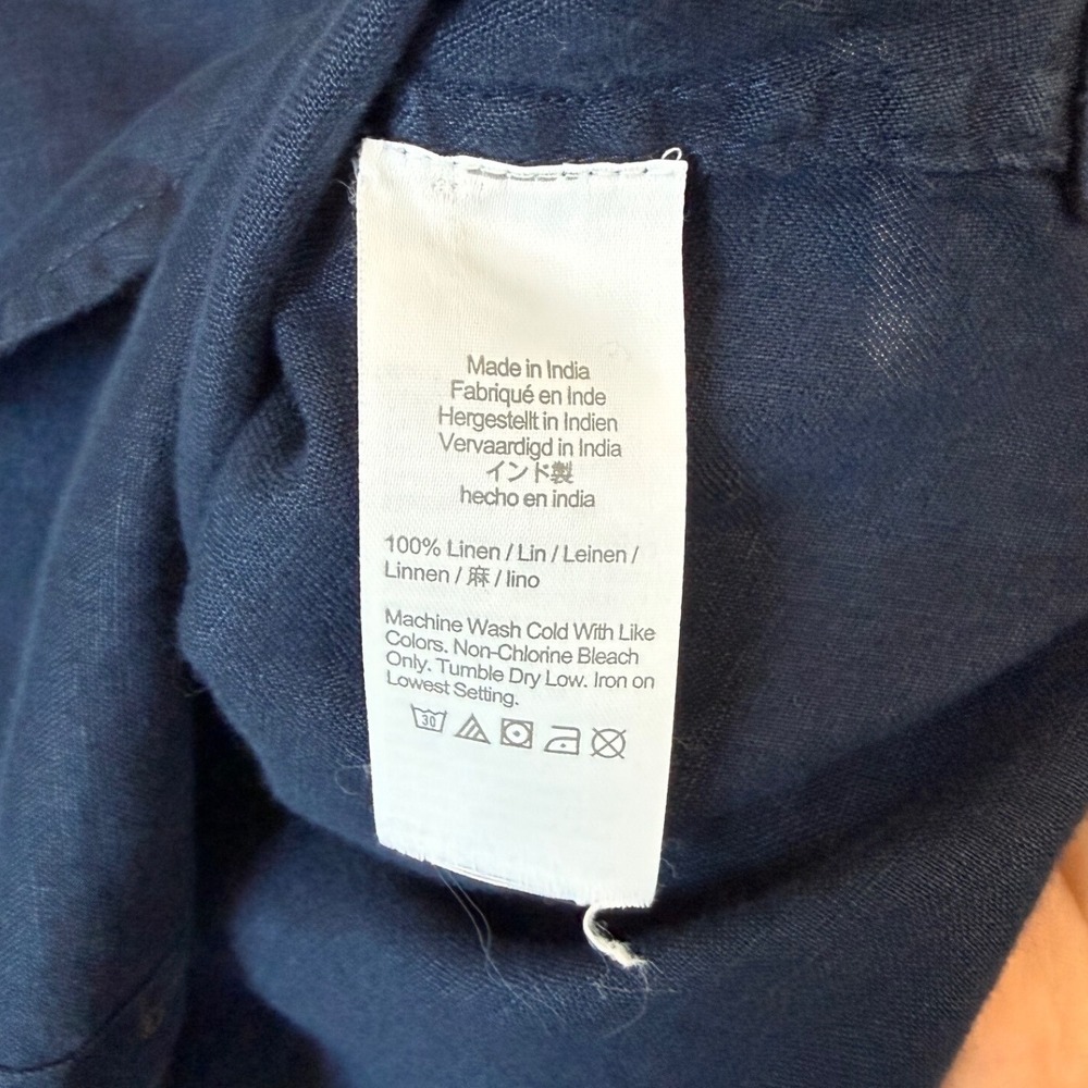 J.Crew Button Down Shirt Womens 4 Navy Blue Excellent Baird McNutt Irish Linen - Picture 6 of 9